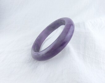 天然パープルジェイドバングル、7.5インチ（58.8mm）、グレードAの天然