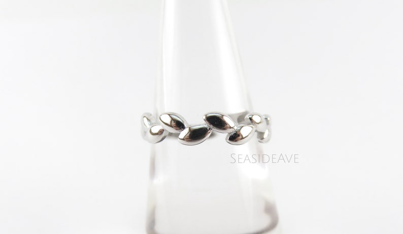 Hawaiian Maile Leaf Eternity Sterling Silver Stackable Ring for women gifts for her