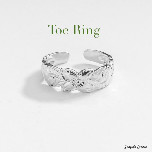 Silver Hawaiian Scroll Toe Ring / Free Size, Open, Adjustable Toe Rings, Stackable, Hawaiian Island Style Jewelry