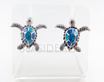 Orecchini a forma di tartaruga di opale in argento sterling 925