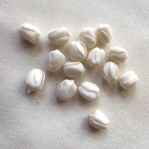 Pikake Bud Clay Beads in Bulb Form, No Stem, White Pikake, Bags of 25 or Bag of 50, Flowers for Jewelry Making, DIY Flowers, Handmade Clay