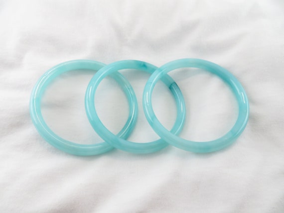 Ocean Blue Jade Bangles / Round, Smooth, High Quality Jade
