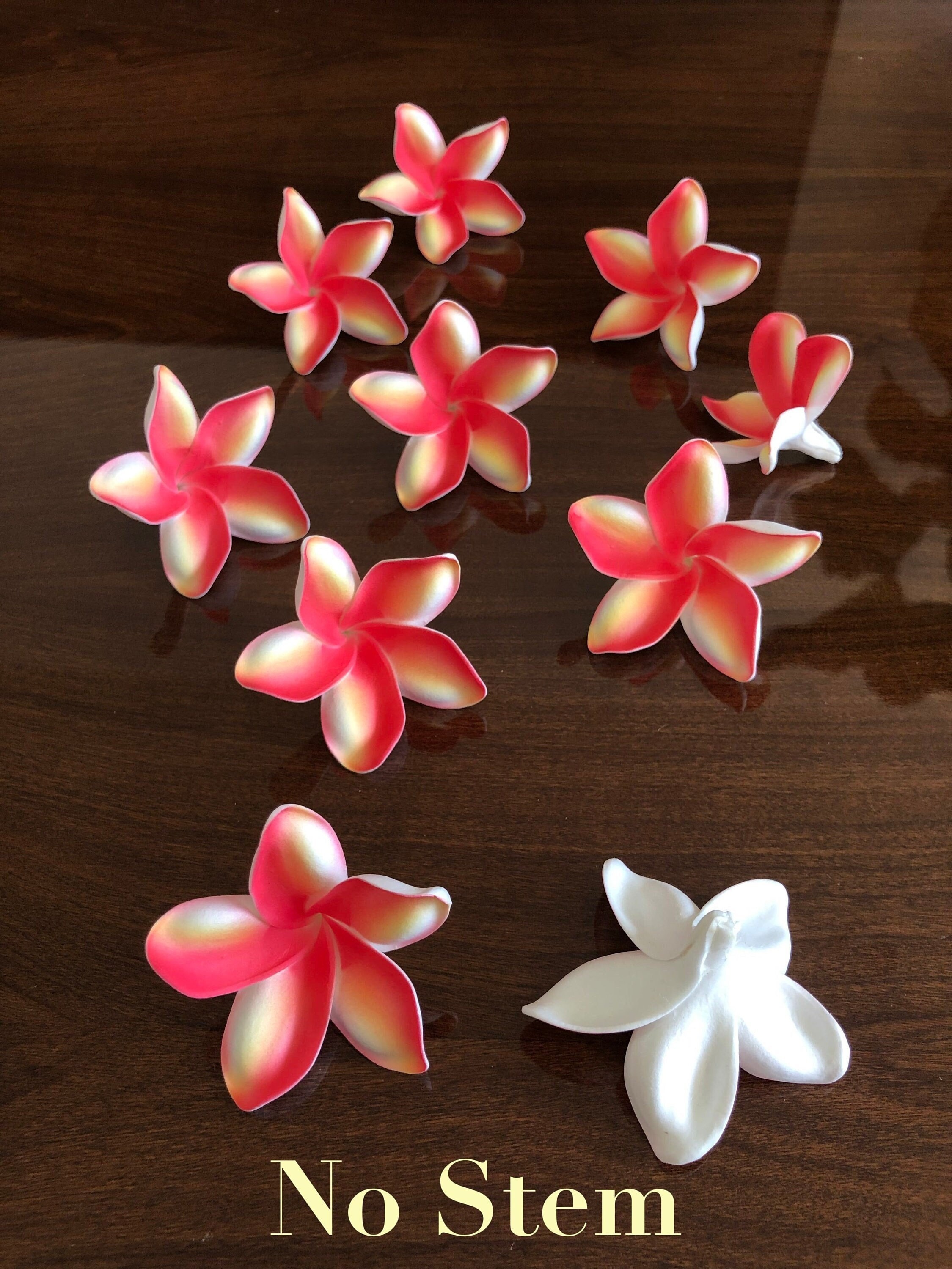 No Stem Red and Yellow Plumeria, Artificial Foam Flower for Crafts