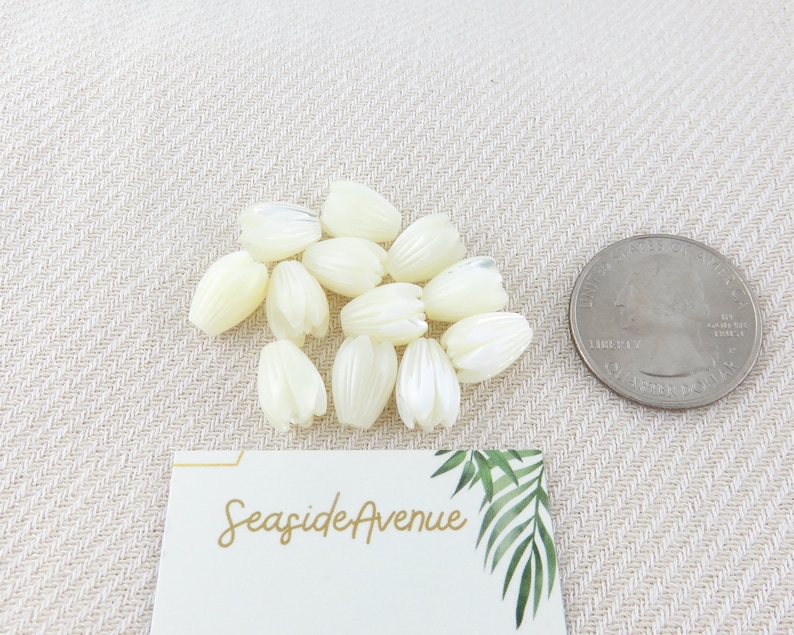 8x11mm or 7x8mm Mother of Pearl Pikake Loose Beads / DIY Hawaiian Jasmine Flower Floral Island Style Jewelry Making Carved Mother of Pearl image 8