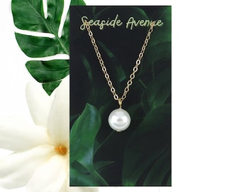 White Pearl Necklace, 10mm Pearl Akoya Pearl, Shell Pearl