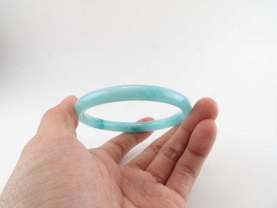 Ocean Blue Jade Bangles / Round, Smooth, High Quality Jade