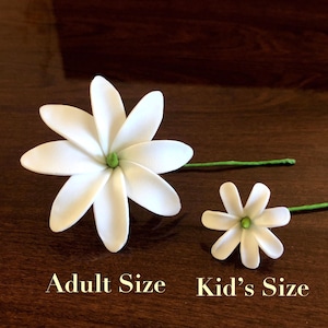 Tiare Foam Flower, Ear Flower, Hair Pick / Adult Size 2.5&quot; Kid&#39;s Size 1.5&quot;, Tahitian Gardenia, Pinwheel Tiare, Hawaiian, Hula Flowers