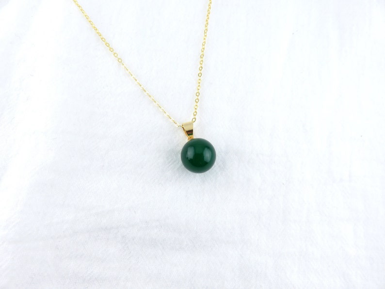 Green Jade Necklace / Green Jade Stud Earrings / Petite Imperial Green Jade Hamilton Gold Jade Jewelry Set, minimalist jade jewelry image 2