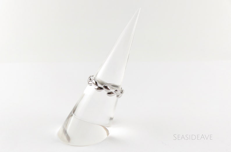 Hawaiian Maile Leaf Eternity Sterling Silver Stackable Ring for women gifts for her