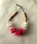Pink Pikake Car Lei and Sandalwood, 18" Rearview Mirror Charm