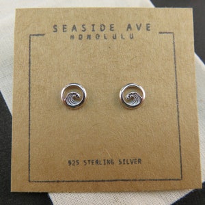 8mm Wave Stud Earring, 925 Sterling Silver Petite Dainty Studs, unisex image 1