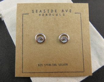 Wave Stud Earring, 925 Sterling Silver Petite Dainty Studs, unisex