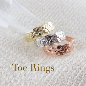 Hawaiian Scroll Toe Ring / Silver Gold Rose Gold Adjustable Toe Rings, Stackable, Hawaiian Island Style Jewelry