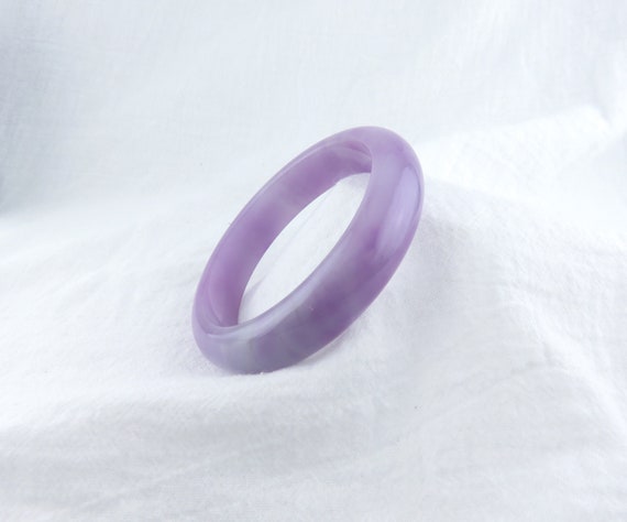 Natural Purple Jade Bangle, Fits Wrist, Thickness