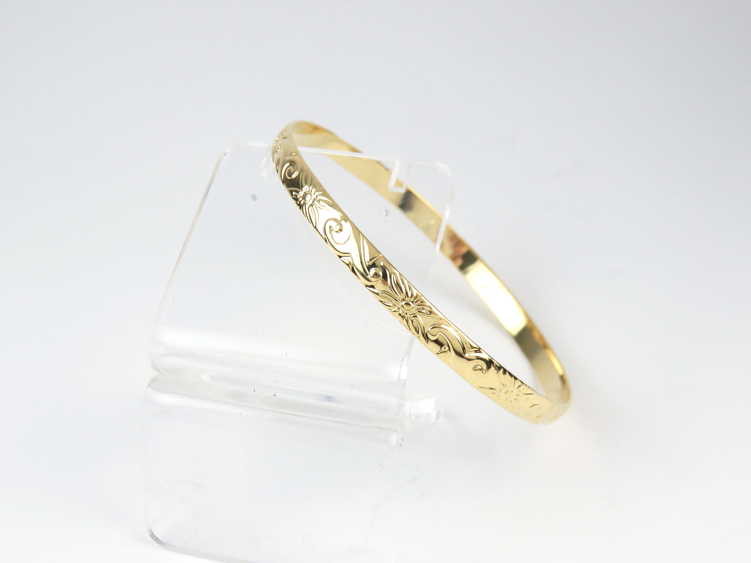 Brazalete De Plata Esterlina 925 Estilo Plumería Hawaiano - Tamaño 7-9, Borde Recortado, 12mm Ancho
