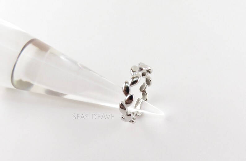 Hawaiian Maile Leaf Eternity Sterling Silver Stackable Ring for women gifts for her