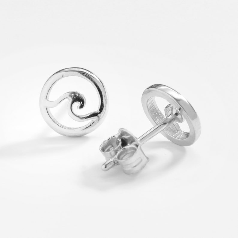 8mm Cut Out Ocean Wave Stud Earrings / 925 Sterling Silver, Cute studs, Petite Jewelry, Simple Minimalist, Dainty, Second Third Pair image 10