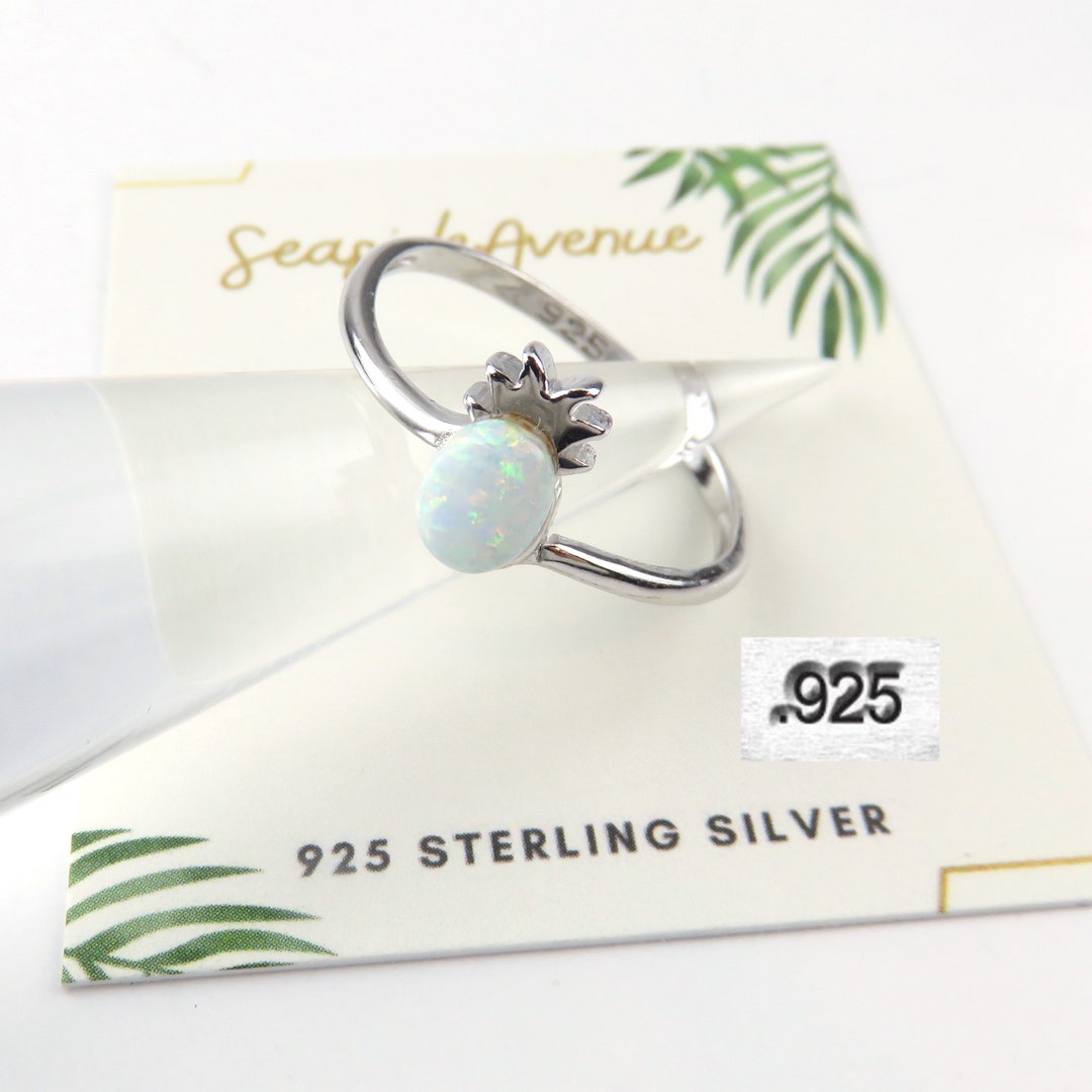 Orecchini vintage in argento sterling con opale bianco e ananas - Italia