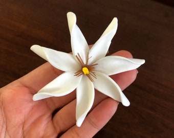 3" Tiare Foam Flower, Ear Flower / Tahitian Gardenia, Pinwheel Tiare, Hawaiian, Island Style Tropical Hula Flowers, Real Touch, Hair Pick