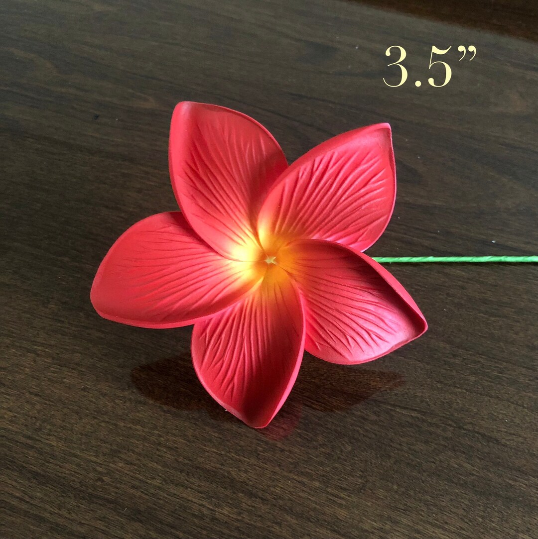 3.5 Textured Red Plumeria, Artificial Foam Flower, Ear Flower / Ear