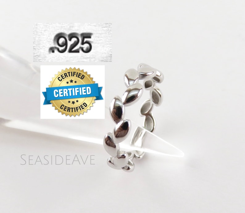 Hawaiian Maile Leaf Eternity Sterling Silver Stackable Ring for women gifts for her
