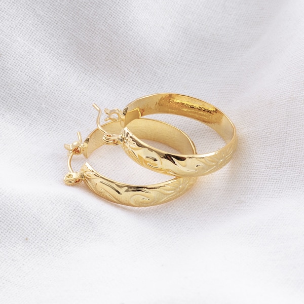 5 mm Ringörhängen / Hawaiianskt arvmönster i guld, Hamilton Gold, Island Jewelry