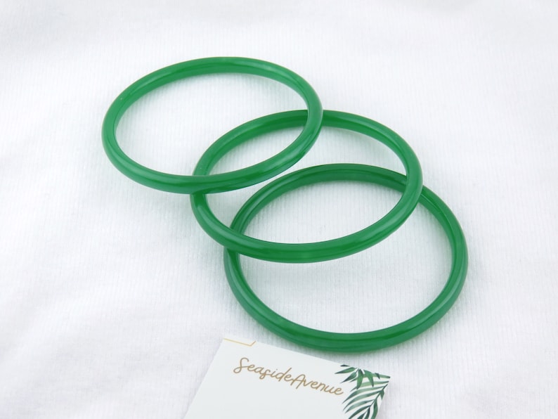 Thin Dark Green Jade Bangles / Round Smooth High Quality Etsy
