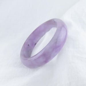 Natural Purple Jade Bangle, Fits 7.5&quot; Wrist, 60.4mm thickness, Grade A Real Jade, Burma Jade, Lavender Jade, Smooth Round Jadeite Bangle