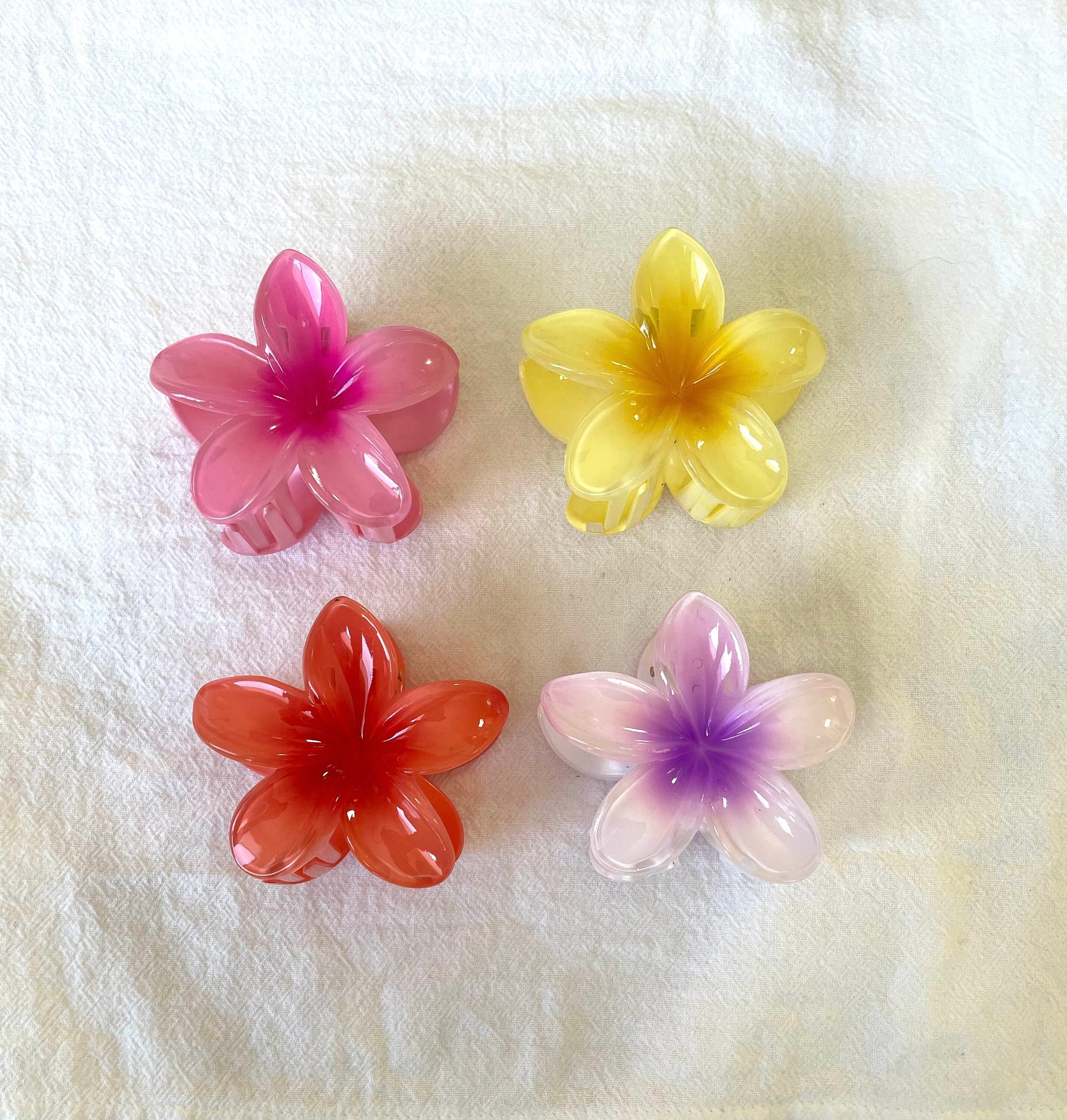 Bronze Plumeria Flower Hair Clip – Floral Barrette Jaw Claw, 3.25" Long
