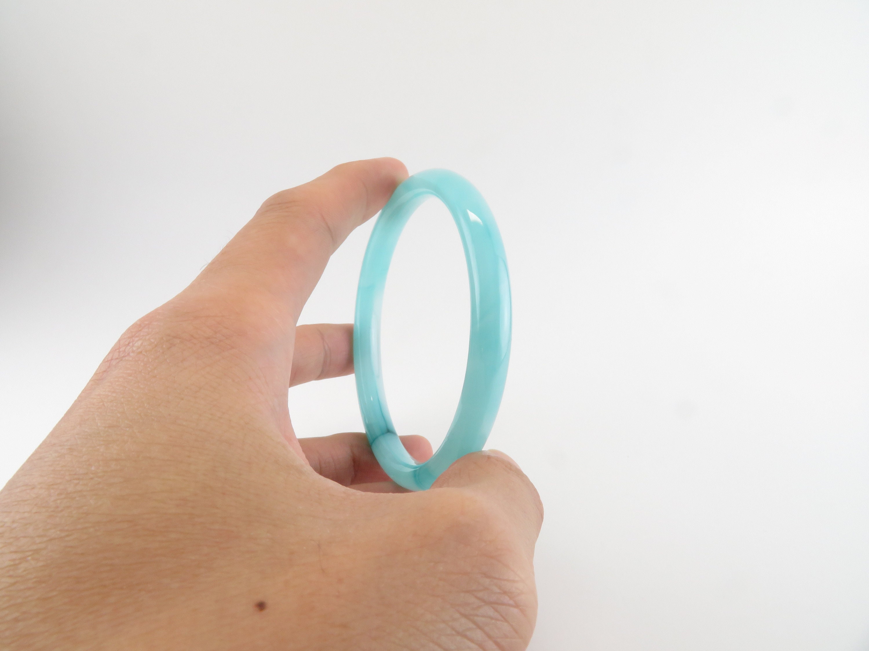 Ocean Blue Jade Bangles / Round, Smooth, High Quality Jade