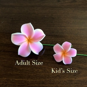 Light Pink Plumeria, Artificial Foam Flower, Ear Flower / Adult and Kid's Size Ear Flower with Stem, Frangipani