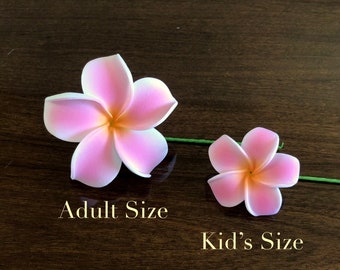 Light Pink Plumeria, Artificial Foam Flower, Ear Flower / Adult and Kid's Size Ear Flower with Stem, Frangipani