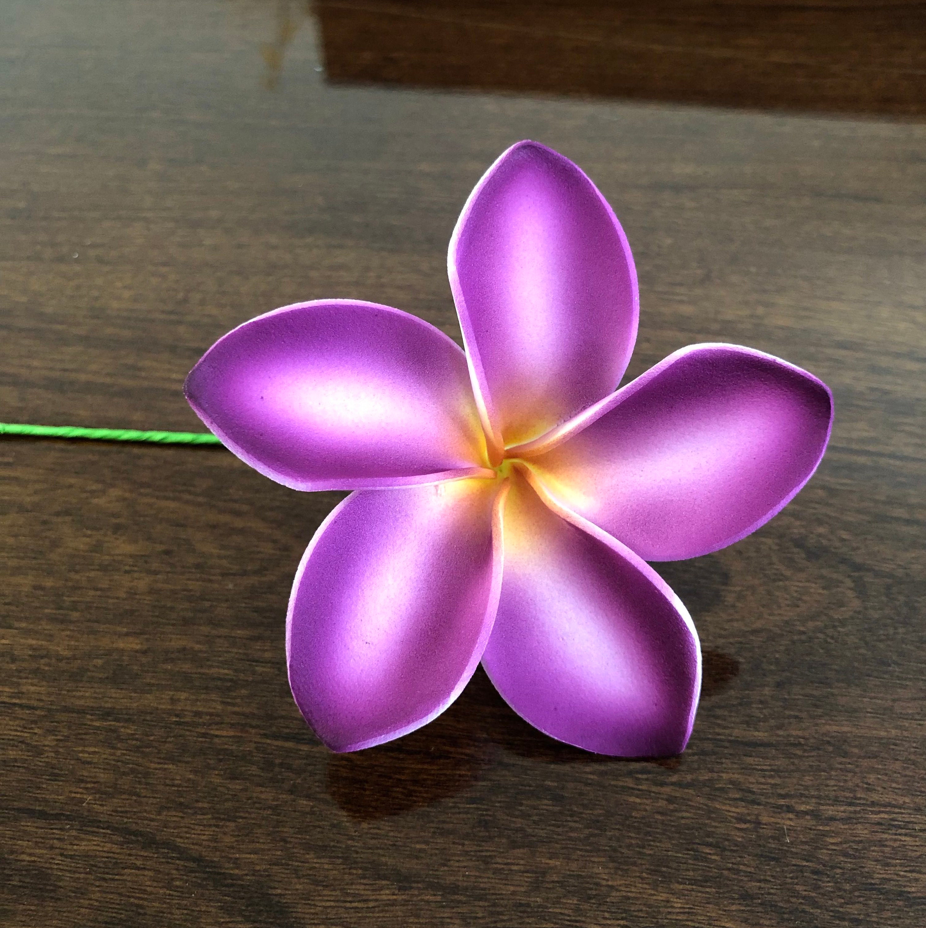 3 Purple Plumeria, Artificial Foam Flower, Ear Flower / Ear Flower With  Stem, Frangipani, Pua 