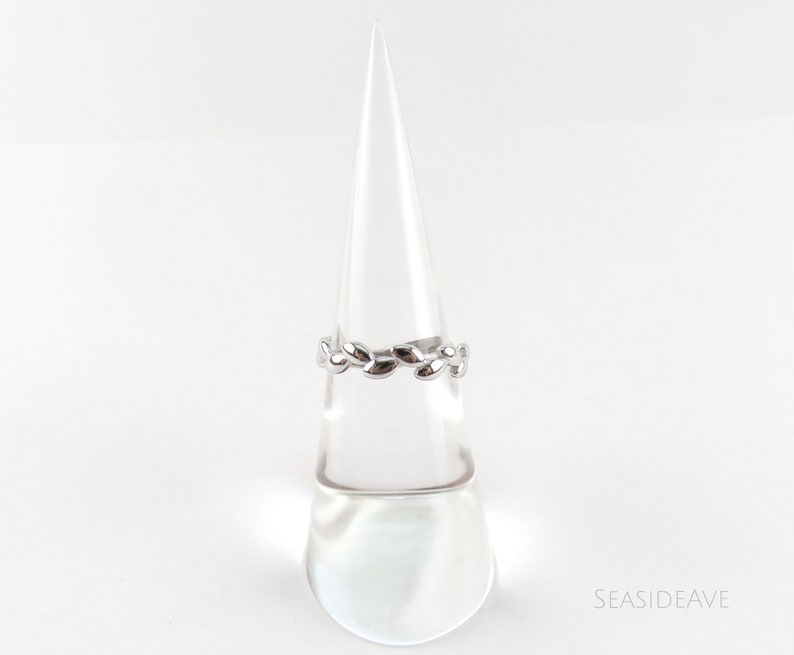 Hawaiian Maile Leaf Eternity Sterling Silver Stackable Ring for women gifts for her