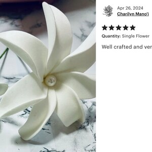 White and Yellow Plumeria, Artificial Foam Flower, Ear Flower / 2.25" Ear Flower with Stem, Frangipani, Pua image 5