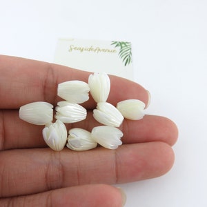 8x11mm or 7x8mm Mother of Pearl Pikake Loose Beads / DIY Hawaiian Jasmine Flower Floral Island Style Jewelry Making Carved Mother of Pearl image 6