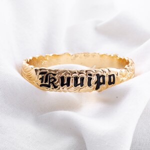 12mm KUUIPO Floral Hamilton Gold Bangle Hawaiian Jewelry Gold and Black Jewelry Sweet Heart Stackable Bangles Etsy
