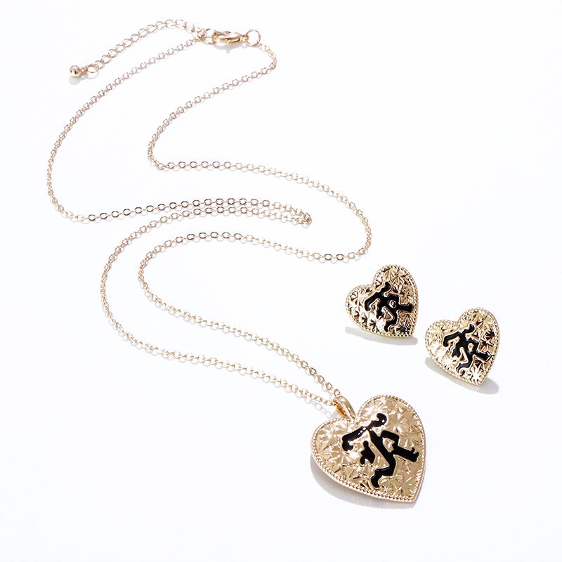 Letter K Stud Earrings Matching Heart Necklace / Hamilton Etsy