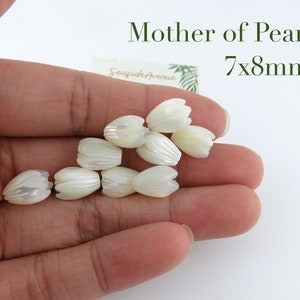 8x11mm or 7x8mm Mother of Pearl Pikake Loose Beads / DIY Hawaiian Jasmine Flower Floral Island Style Jewelry Making Carved Mother of Pearl image 3