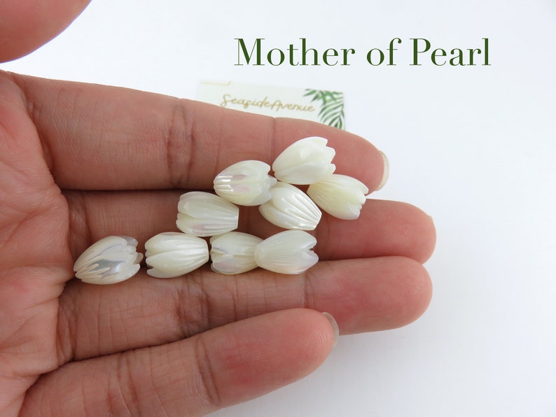 8x11mm or 7x8mm Mother of Pearl Pikake Loose Beads / DIY Hawaiian Jasmine Flower Floral Island Style Jewelry Making Carved Mother of Pearl image 1