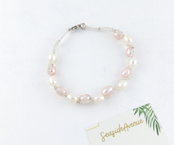 Real pink pearl bracelet sale