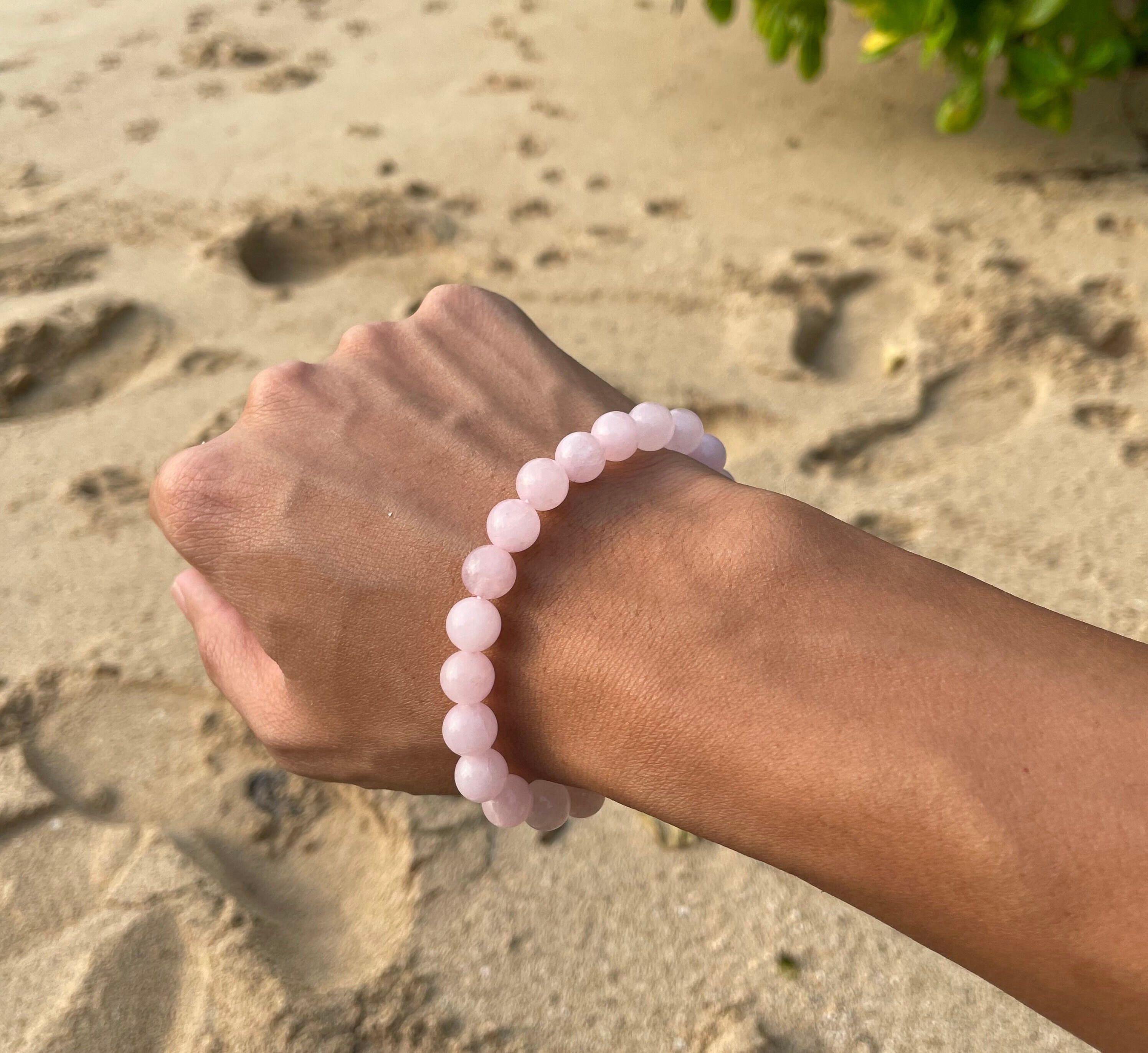 Bracciale elastico con perline di quarzo rosa / 4 mm 6 mm 8 mm 10 mm 12 mm, braccialetto con cristalli curativi, sollievo dall'ansia, unisex - Italia