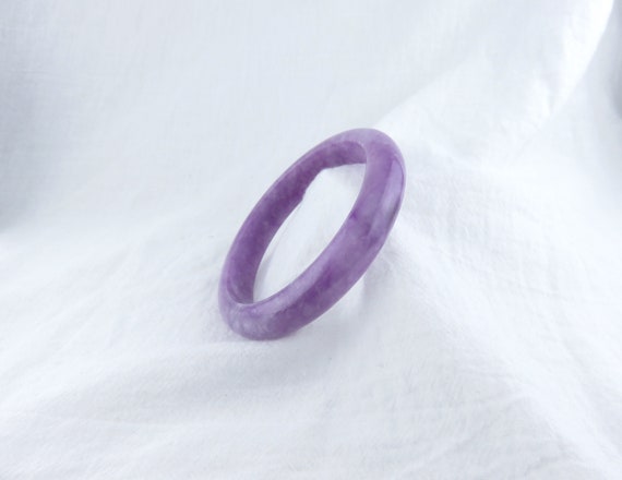 天然パープル翡翠バングル、手首周り7.5インチ、厚さ58.6mm、グレードA