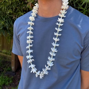 Handmade Blooming Pikake and Pearls Flower Lei, Life-Like Clay Flowers, Handcrafted and Oven-Baked Flowers, Hawaiian Heritage Collection