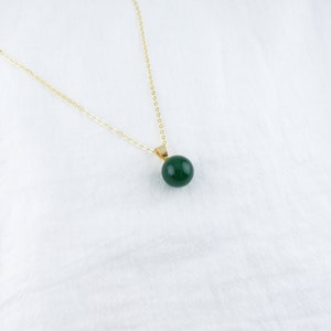 Green Jade Necklace / Green Jade Stud Earrings / Petite Imperial Green Jade Hamilton Gold Jade Jewelry Set, minimalist jade jewelry image 5