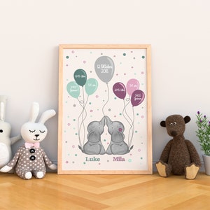 Zwilling-Elefant- Geschenk zur Geburt