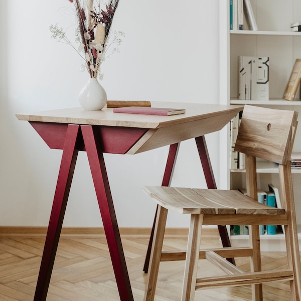 Wooden office desk, small desk, solid oak desk with drawers, pupil desk , modern desk, home office, computer desk,