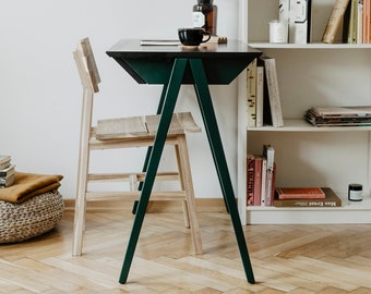 Minimalistic solid desk with drawers, Solid oak office desk, Oak wood computer desk, Laptop desk, Writing table desk, Black oak