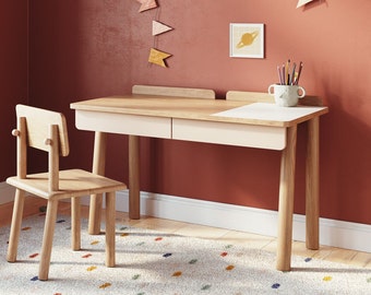 Rise desk beige colour, that grows with your child, desk for kids,Desk with changeable height,Rise wooden desk with adjustable