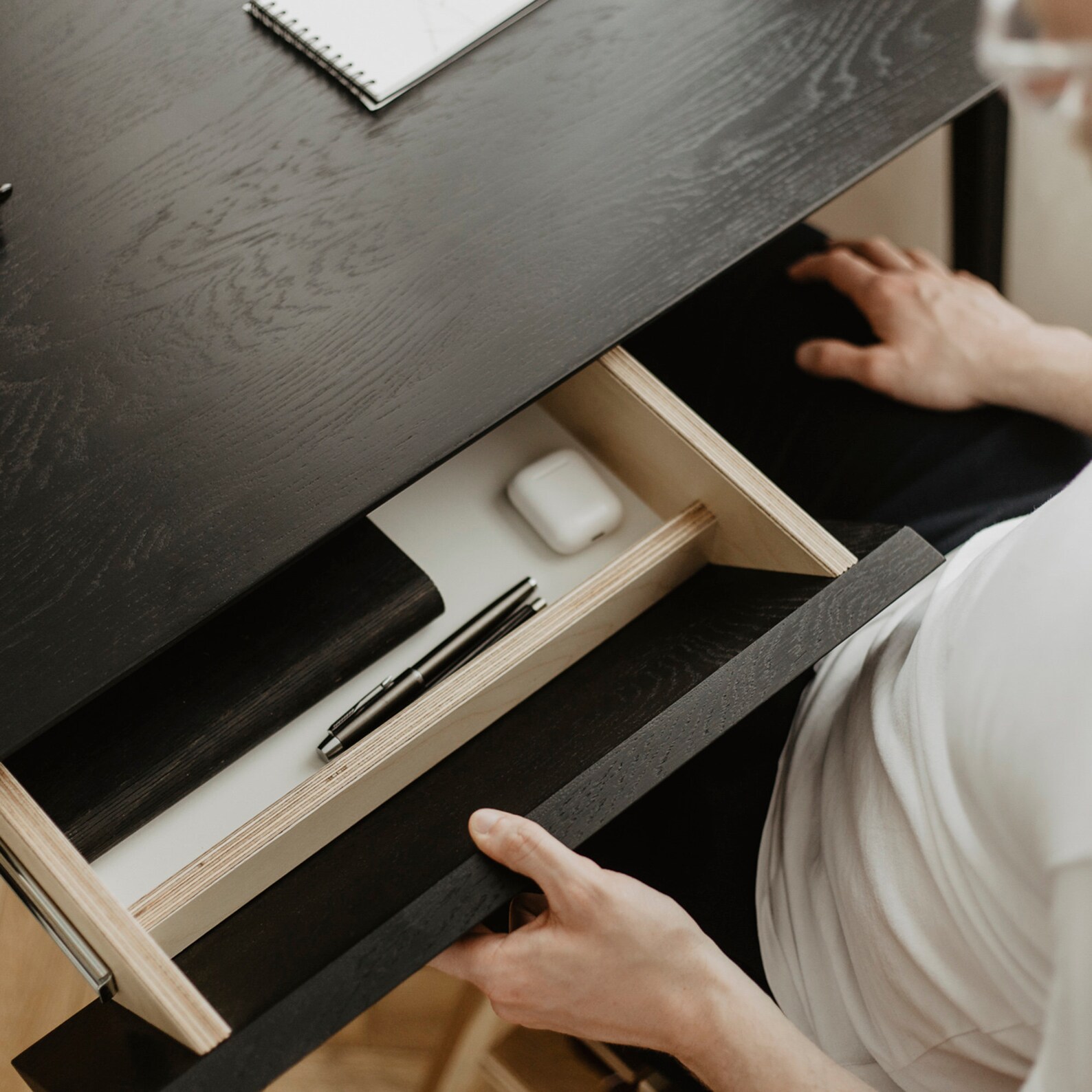 Wooden Office Desk, Solid Oak Desk With Drawers, Natural Solid Wood